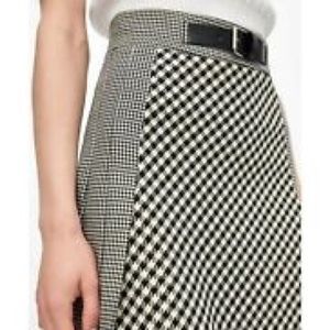 Zara Houndstooth Pleated Skirt